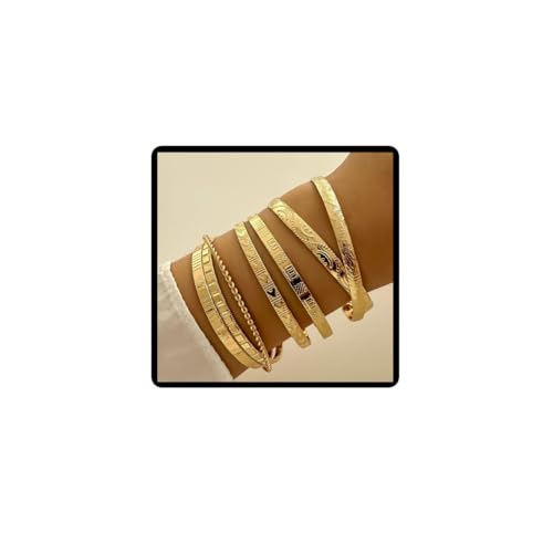 Jascatin Layered 7PCS Armreif Armbänder Stapeln Armband Argyle Hand Zubehör Lady Armband Geschenk für Frauen (Gold) von Jascatin