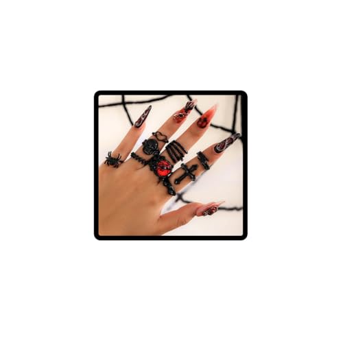 Jascatin Punk Hip Hop Kreuz Ring Abnehmbare Schlange Spader Ringe Knuckle Ring Set Schmuck für Frauen, Metall, Kein Edelstein von Jascatin