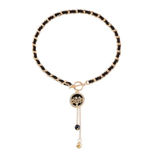 Jascatin Schwarz Liebe Schmetterling Choker Halskette Gold eingewickelt mit Samt Kragen Bead Anhänger Schmuck für Frauen und Mädchen (Baum des Lebens) von Jascatin