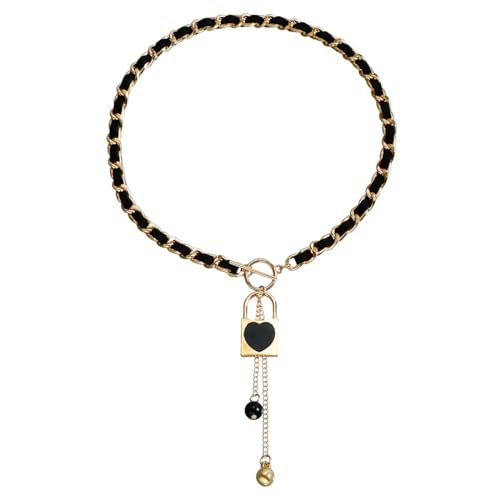 Jascatin Schwarz Liebe Schmetterling Choker Halskette Gold eingewickelt mit Samt Kragen Bead Anhänger Schmuck für Frauen und Mädchen (Liebesschlösser) von Jascatin