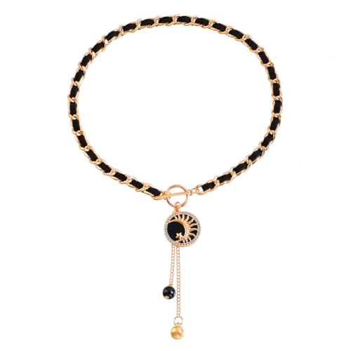 Jascatin Schwarz Liebe Schmetterling Choker Halskette Gold eingewickelt mit Samt Kragen Bead Anhänger Schmuck für Frauen und Mädchen (Mond) von Jascatin