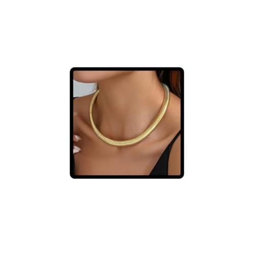 Jascatin Titan-Stahl Rhread Choker Halskette Gold übertriebene dicke Halskette Kette für Frauen, Einheitsgröße, Metall, Kein Edelstein von Jascatin