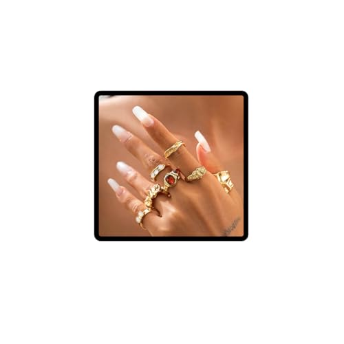 Jascatin Vintage Geometrie Ring stapelbare unregelmäßige Kristall Ringe verstellbare Knuckle Ring Set Schmuck für Frauen (Gold) von Jascatin