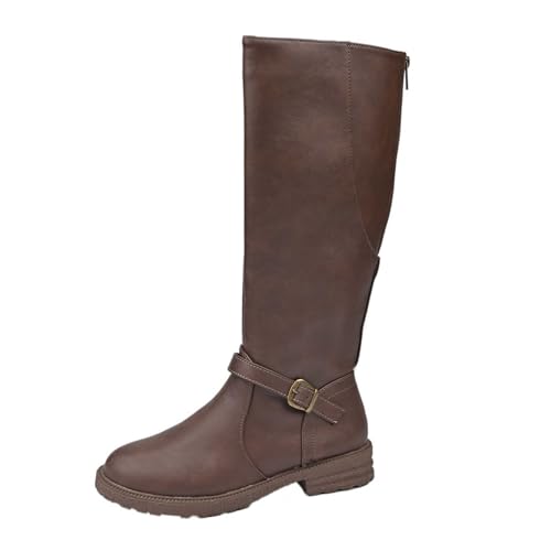 Jaskdconsy Damen Kniehohe Stiefel mit Blockabsatz und Reißverschluss | Elegante Langschaftstiefel in Klassischer Reitstiefel-Optik | Modische Herbststiefel für Alltag und Büro von Jaskdconsy