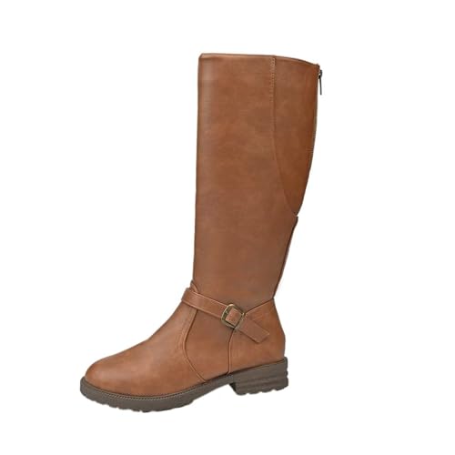 Jaskdconsy Damen Kniehohe Stiefel mit Blockabsatz und Reißverschluss | Elegante Langschaftstiefel in Klassischer Reitstiefel-Optik | Modische Herbststiefel für Alltag und Büro von Jaskdconsy