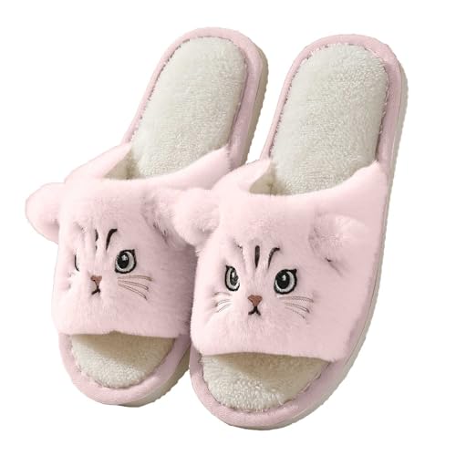Jaskdconsy Damen Plüsch-Hausschuhe im Tier-Design - Niedliche und Flauschige Pantoffeln für Zuhause | Warme und Weiche Schlappen mit Rutschfester Sohle von Jaskdconsy