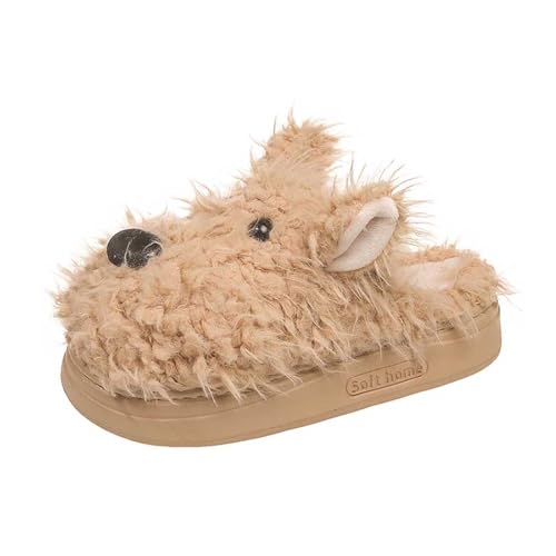 Jaskdconsy Damen Plüsch-Hausschuhe mit Tiermotiv - Flauschige Pantoletten für Zuhause | Weiche und Warme Schlappen mit Rutschfester Sohle von Jaskdconsy