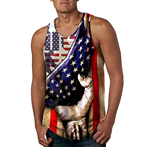 Jaskdconsy Neck Printed Bluse Tops Tank Casual Strand Frühling Sommer Männer Flagge ärmellose O Herren Tanktops Shirt Herren M von Jaskdconsy