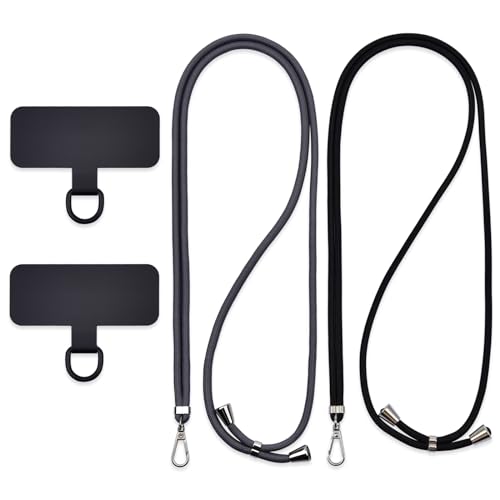 Jaslongri Handykette Universal, Handy Lanyard, Hanging around the neck or diagonally spanning, with a metal patch and adjustable and detachable rope. (Dunkelgrau, Schwarz) von Jaslongri