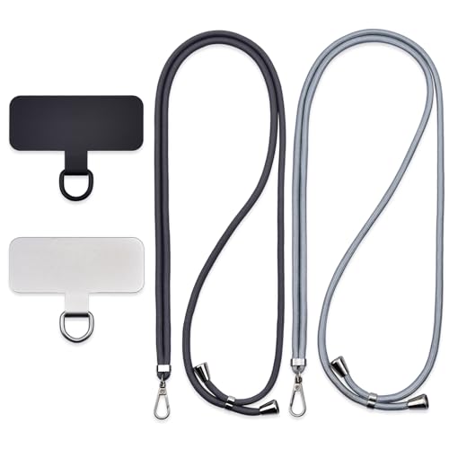 Jaslongri Handykette Universal, Handy Lanyard, Hanging around the neck or diagonally spanning, with a metal patch and adjustable and detachable rope. (Dunkelgrau, Silber) von Jaslongri