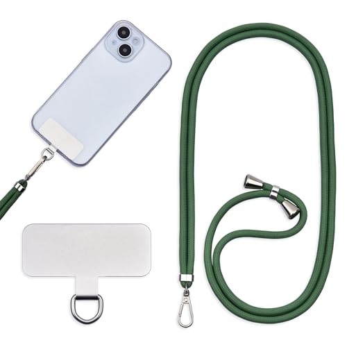 Jaslongri Handykette Universal, Handy Lanyard, Hanging around the neck or diagonally spanning, with a metal patch and adjustable and detachable rope. (Grün) von Jaslongri