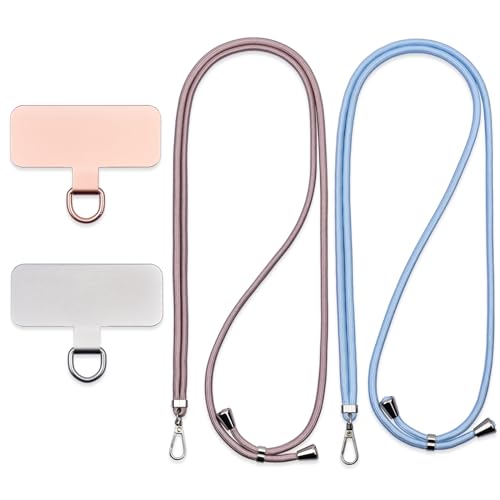 Jaslongri Handykette Universal, Handy Lanyard, Hanging around the neck or diagonally spanning, with a metal patch and adjustable and detachable rope. (Roségold, Blau) von Jaslongri