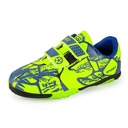 Jasmeko Kinder Jungen Kunststoff Spikes Fußballschuhe, Fußball Leichtathletik Kunstrasen Indoor Training Schuhe, Mädchen Sport Laufschuhe Outdoor Tennisschuhe (A1-Green,38) von Jasmeko