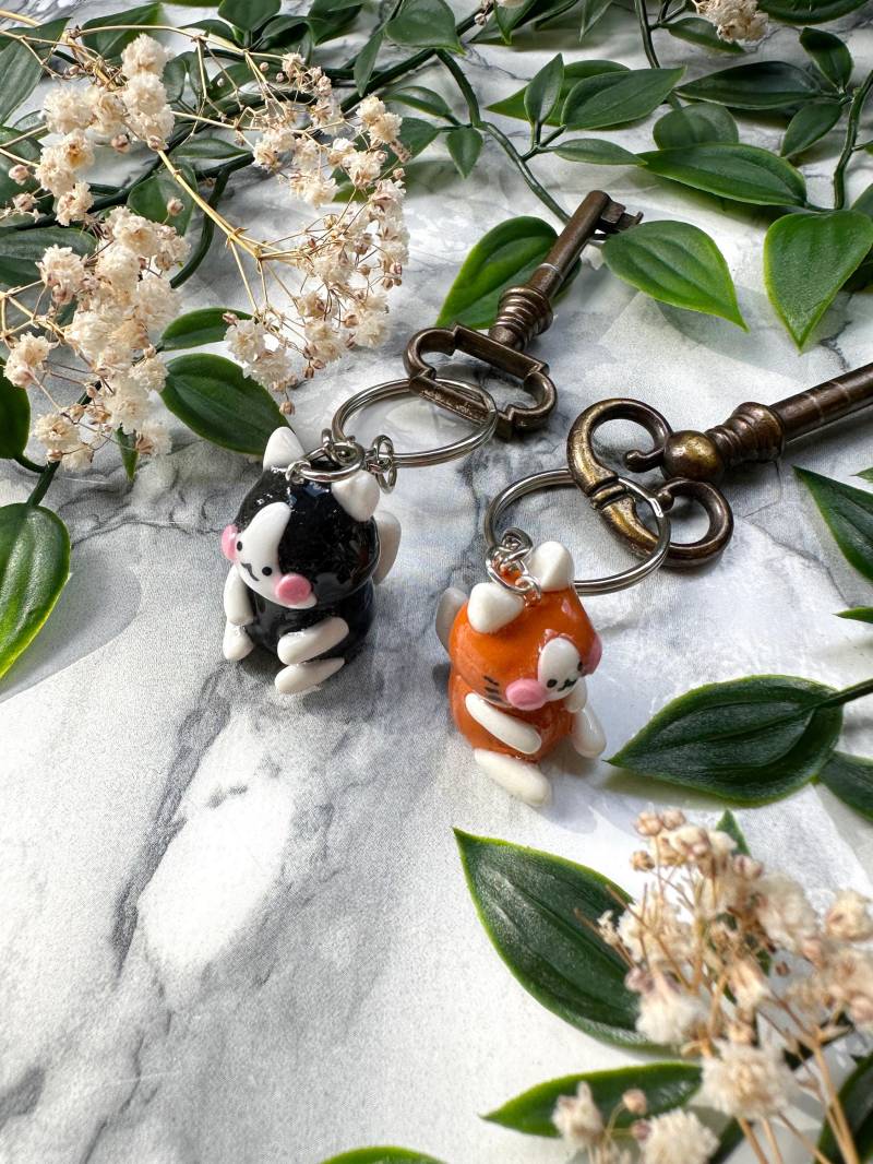 Cat Charm | Handmade Key Chains Cute Kitties Kitten Accessory Animal Design Polymer Clay For Pet Owners Orange Cat Tuxedo von JasminKu