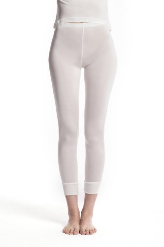 Jasmine Silk Damen 100% Seide Thermo Hose lang Unterhose Leggings Leggins Strumpfhose Legging - warm, weich und atmungsaktiv - Elfenbein Small (Waist 26-28) von Jasmine Silk