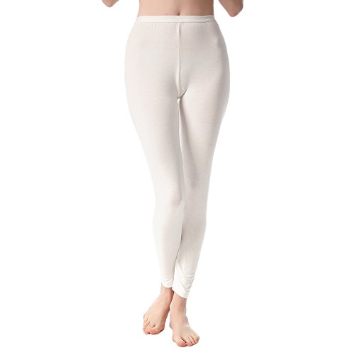 Jasmine Silk Damen Modal Thermo Hose lang Unterhose Leggings Leggins Strumpfhose Legging - warm, weich und atmungsaktiv Elfenbein-Extra Large(16-18) von Jasmine Silk