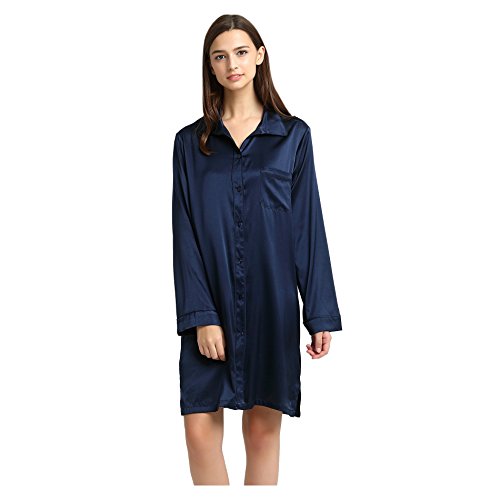 Jasmine Silk Damen-Schlafanzug aus reiner Seide, Marineblau, navy, 38 von Jasmine Silk