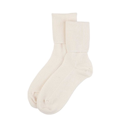 Jasmine Silk Damen-Socken aus Kaschmir, hergestellt in Schottland für Damen, elfenbeinfarben, One size von Jasmine Silk