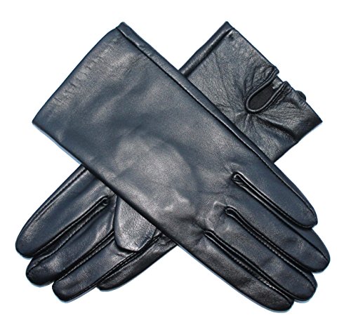 Jasmine Silk Damen handschuhe aus echtem Nappa leder, mit Plüschfutter/100% Seide Futter Schwarz (Klein (16.5-18cm)) von Jasmine Silk