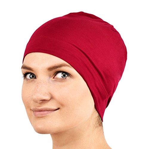 Jasmine Silk Cardani Schlafmütze aus Seide, geeignet für Chemo und Haarausfall, Unisex, für Chemokrebs, rot, One size von Jasmine Silk