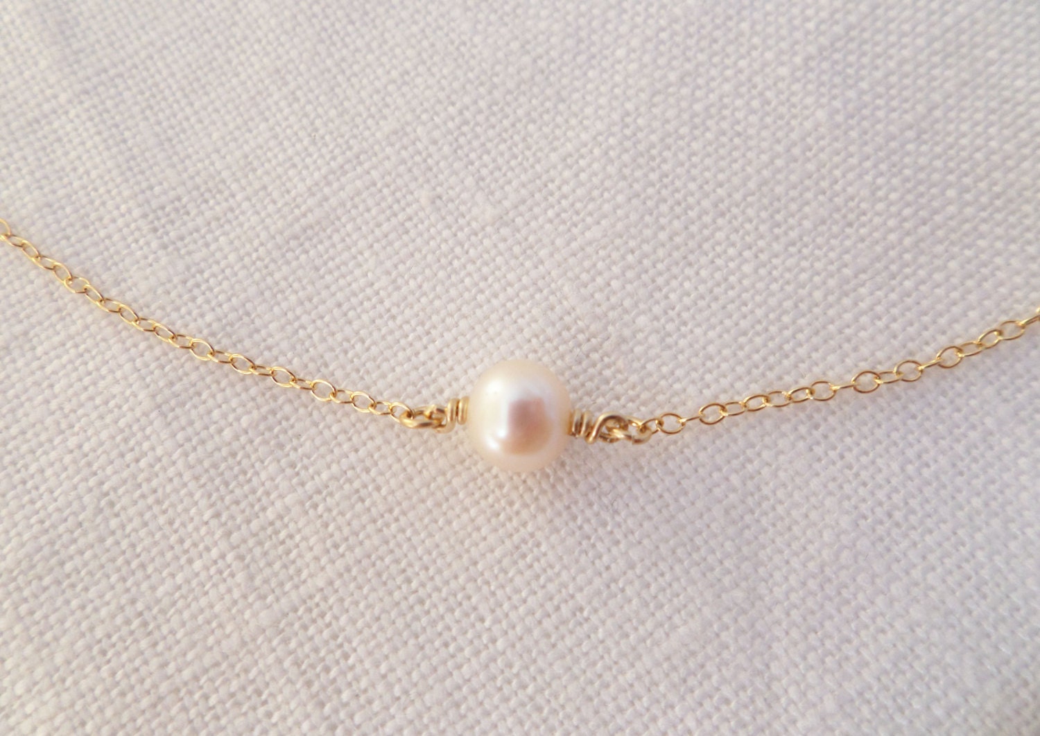 Zarte Süßwasser Perlenkette, Minimal Hängende Perle An 14K Gf, Sterling Silber Kette. Schlichte Layering Kette, Hochzeit, Brautjungfer von JasmineLaneboutique