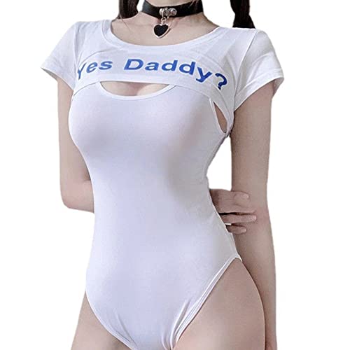 Damen Ja Daddy Dessous Anime Schulmädchen Cosplay Outfit Japanischer Crop Top Bodysuit Kawaii Lolita Unterwäsche Niedlicher Pyjama von JasmyGirls