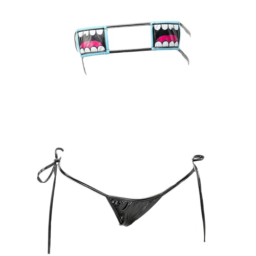 JasmyGirls Micro Bikini Sets für Frauen Anime Cosplay Dessous Freche Outfits Rave G String Tanga Badeanzug Goth BH Panty Bademode von JasmyGirls