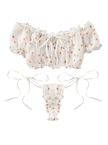 JasmyGirls Plus Size Sexy Mesh Dessous Set Kawaii Anime Cosplay Kostüm Süße Erdbeer Pyjamas Durchsichtiger BH und Slip JasmyGirls Plus Size Sexy Mesh Dessous Set Kawaii Anime Cosplay Kostüm Süße Erdbeer Pyjamas Durchsichtiger BH und Slip von JasmyGirls