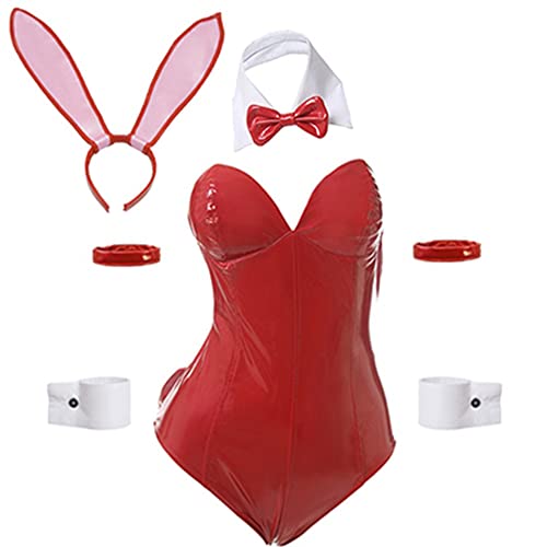 Sexy Bunny Kostüm für Frauen Schwarzes Bunny Girl Senpai Cosplay Kostüm Anime Maid Outfit Freches Leder Einteiliger Bodysuit von JasmyGirls