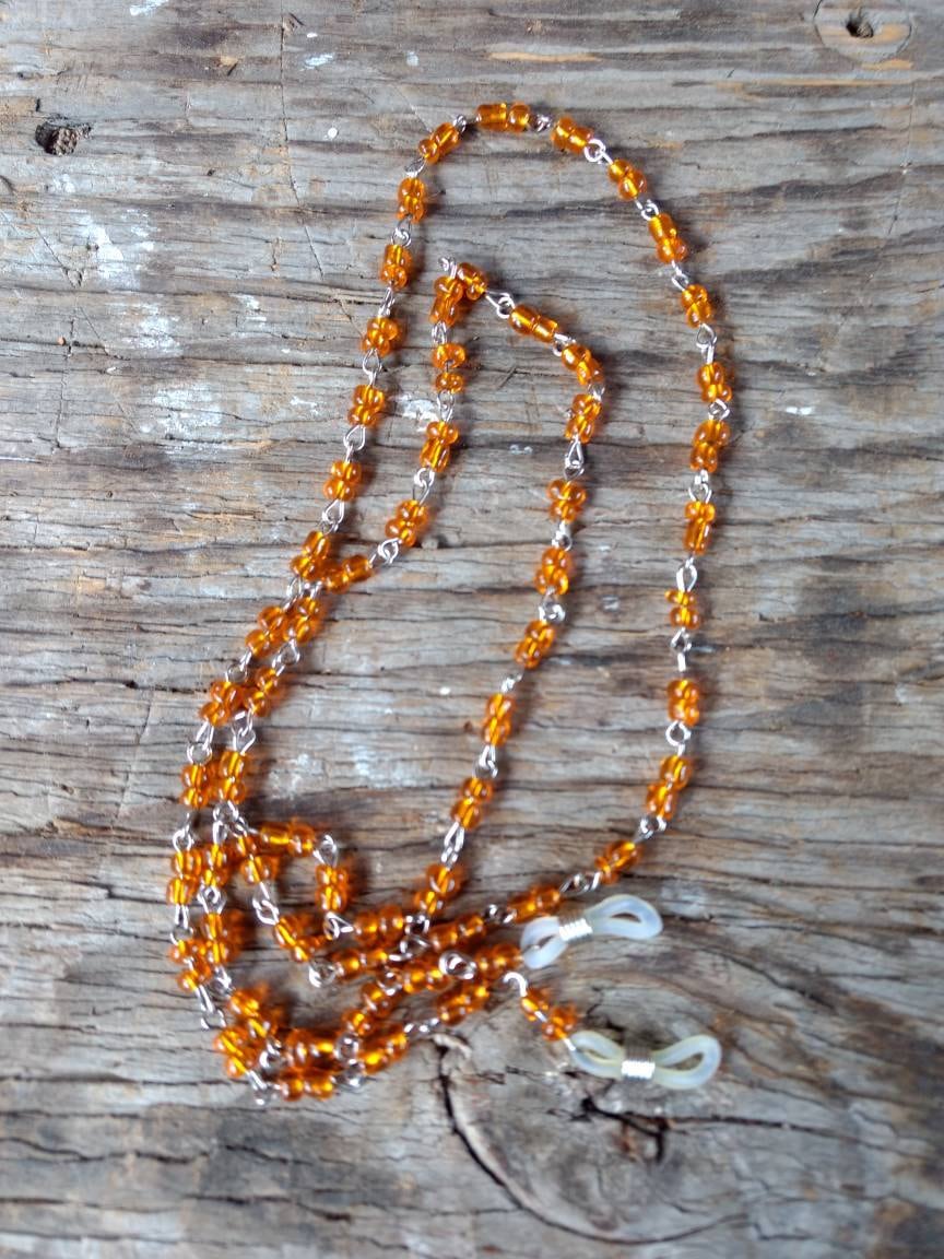 Abverkauf Orange Verbundene Silber Glasperlen Brillenkette Abverkauf Orange Verbundene Silber Glasperlen Brillenkette von JaspersJewels