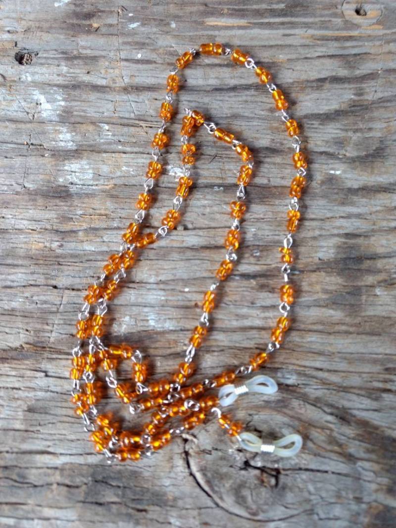 Abverkauf Orange Verbundene Silber Glasperlen Brillenkette Abverkauf Orange Verbundene Silber Glasperlen Brillenkette von JaspersJewels