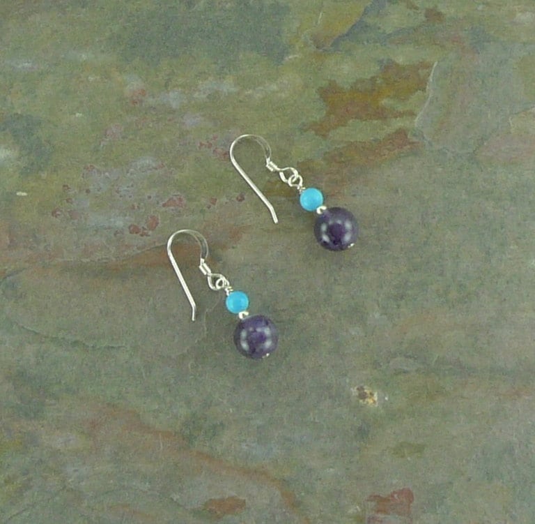 Amethyst & Dornröschen Türkis Edelstein Ohrringe Sterling Silber Naturstein Amethyst & Dornröschen Türkis Edelstein Ohrringe Sterling Silber Naturstein von JaspersJewels