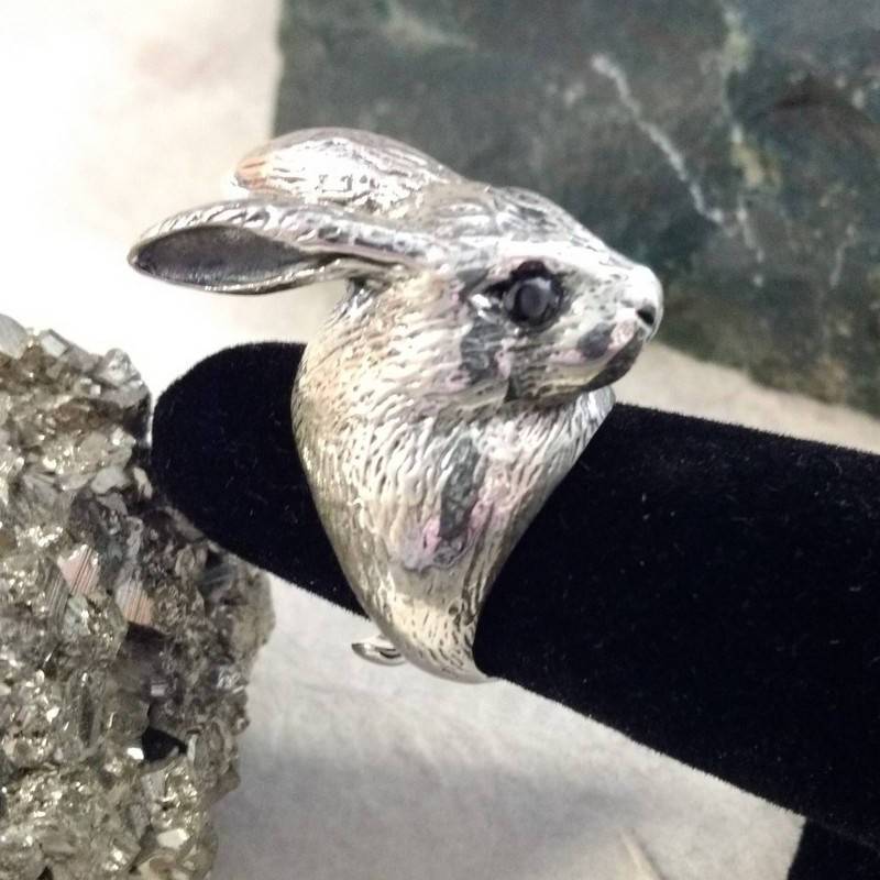 Big Bunny Rabbit Gesicht Kopf Sterling Silber Ring Unikat Statement Verstellbares Design Big Bunny Rabbit Gesicht Kopf Sterling Silber Ring Unikat Statement Verstellbares Design von JaspersJewels