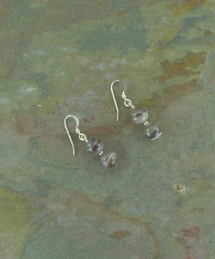 Botswana Achat Edelstein Ohrringe Sterling Silber Naturstein von JaspersJewels