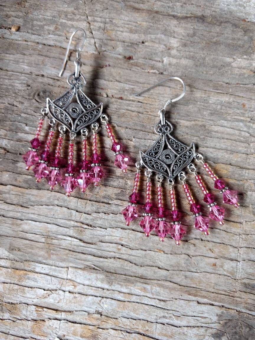 Chandelier Ohrringe 2 Shades Of Pinks Swarovski Kristall Bunte Hochzeit Prom Sterling Silber Chandelier Ohrringe 2 Shades Of Pinks Swarovski Kristall Bunte Hochzeit Prom Sterling Silber von JaspersJewels
