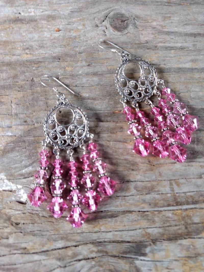 Chandelier Ohrringe 2 Shades Of Pinks Swarovski Kristall Bunte Hochzeit Prom Sterling Silber Chandelier Ohrringe 2 Shades Of Pinks Swarovski Kristall Bunte Hochzeit Prom Sterling Silber von JaspersJewels