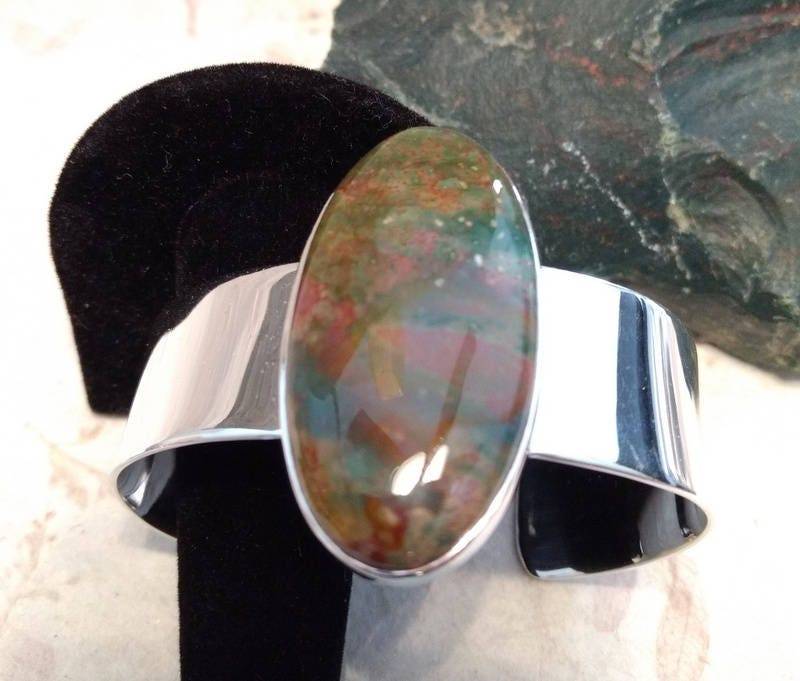 Fancy Jasper Stein Statement Manschette Armband Sterling Silber Breitband Wow Fancy Jasper Stein Statement Manschette Armband Sterling Silber Breitband Wow von JaspersJewels
