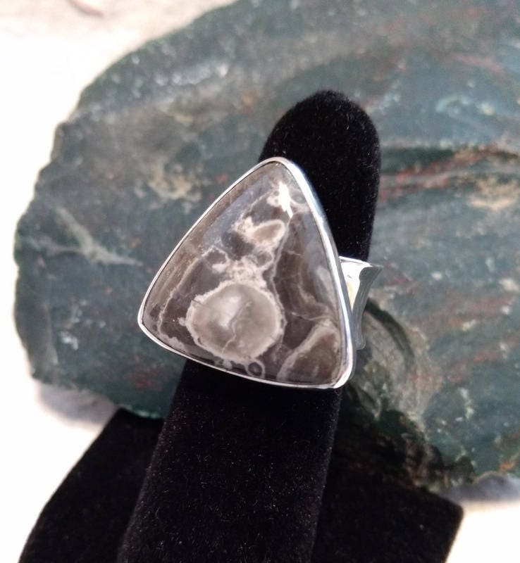 Fossil Stone Statement Ring Sterling Silber Stunning Größe 8 Fossil Stone Statement Ring Sterling Silber Stunning Größe 8 von JaspersJewels