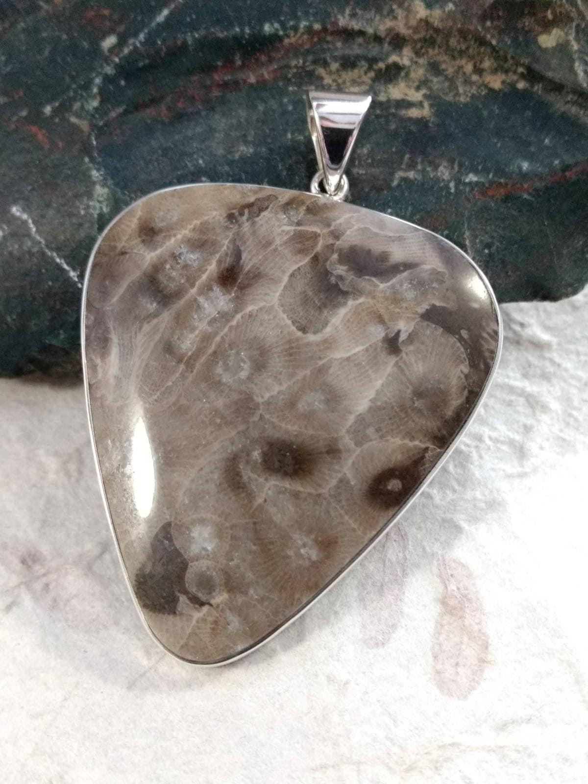 Petoskey Stein Statement Anhänger Sterling Silber von JaspersJewels