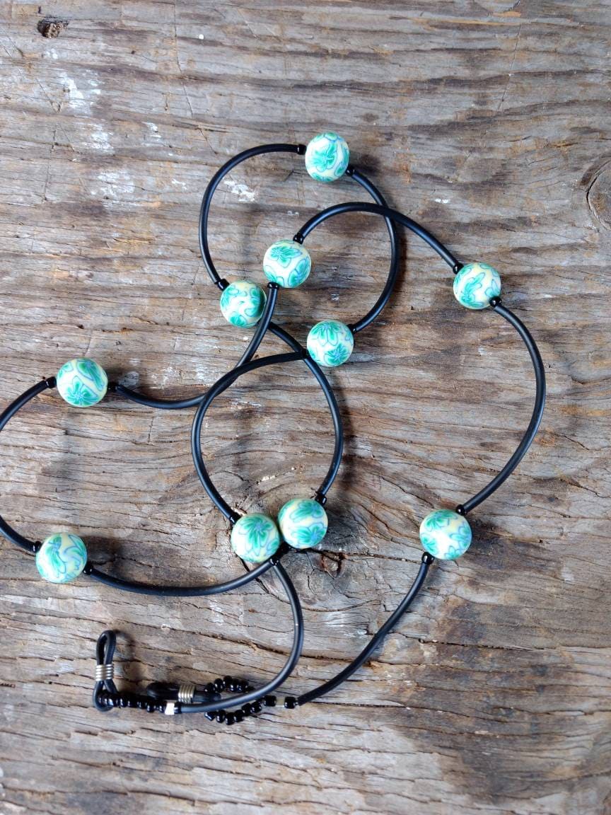 Sale Gelb & Grün Blumen, Fimo Polymer Clay Und Glasperlen Brillenkette Sale Gelb & Grün Blumen, Fimo Polymer Clay Und Glasperlen Brillenkette von JaspersJewels