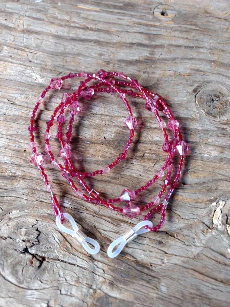 Sale Hübsche Pinks Glas & Swarovski Kristall Perlen Brillen Kette Sale Hübsche Pinks Glas & Swarovski Kristall Perlen Brillen Kette von JaspersJewels
