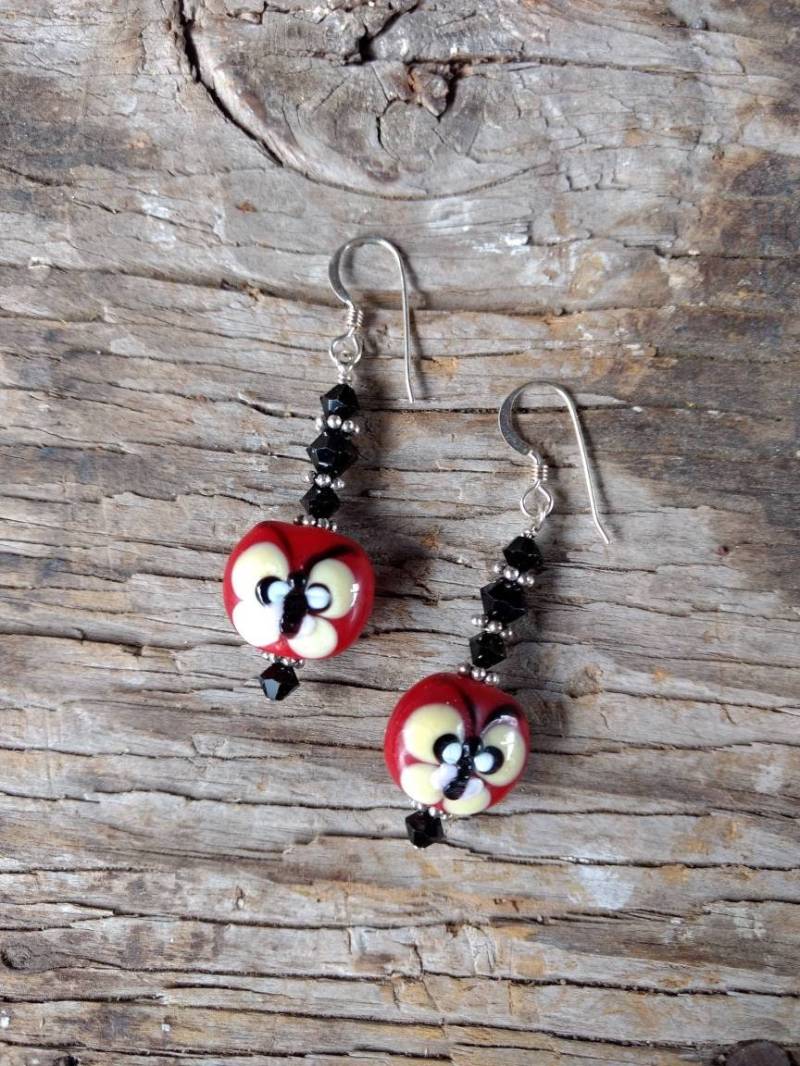 Sale Red Black Butterfly Lampwork with Swarovski Kristall Sterling Silber Ohrringe Sale Red Black Butterfly Lampwork with Swarovski Kristall Sterling Silber Ohrringe von JaspersJewels