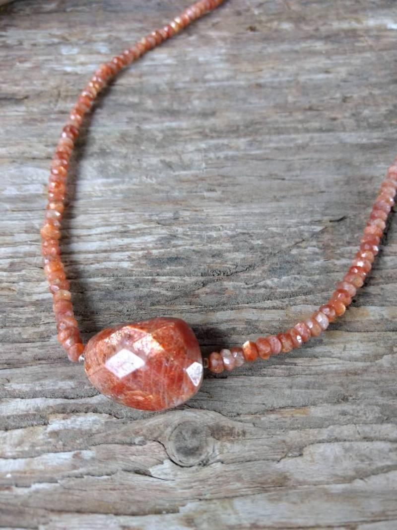 Sonnenstein Facettierte | Oregon Chakra Halskette Alle Natürlichen Halbedelsteine Heilung Metaphysical von JaspersJewels