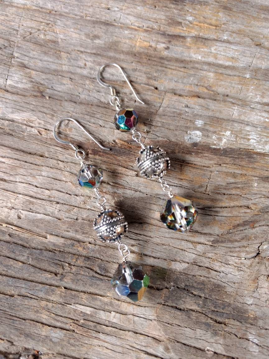 Swarovski Vitrail Medium Kristall Bunte Hochzeit Prom Ohrringe Sterling Silber Swarovski Vitrail Medium Kristall Bunte Hochzeit Prom Ohrringe Sterling Silber von JaspersJewels