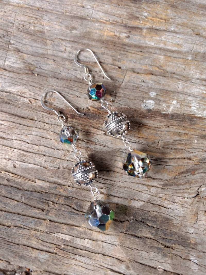 Swarovski Vitrail Medium Kristall Bunte Hochzeit Prom Ohrringe Sterling Silber Swarovski Vitrail Medium Kristall Bunte Hochzeit Prom Ohrringe Sterling Silber von JaspersJewels