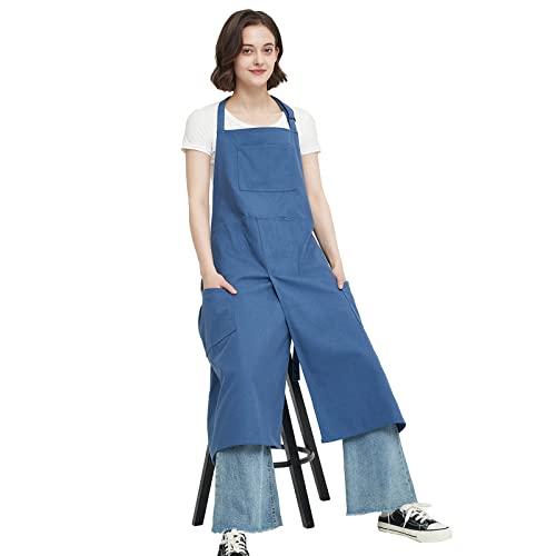 Jaspfct Töpferschürze, geteiltes Bein, lang, Künstler-Malschürze mit 3 Taschen, für Keramik, Ton, Damen und Herren, Blau, 109 cm Lange Jaspfct Töpferschürze, geteiltes Bein, lang, Künstler-Malschürze mit 3 Taschen, für Keramik, Ton, Damen und Herren, Blau, 109 cm Lange von Jaspfct