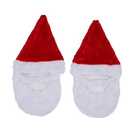 Jauarta 2pcs Weihnachtshut Weihnachtsmütze Rot Weißes Weihnachtszubehör Wiederverwendbarer Weihnachtshut mit Bart für Erwachsene von Jauarta