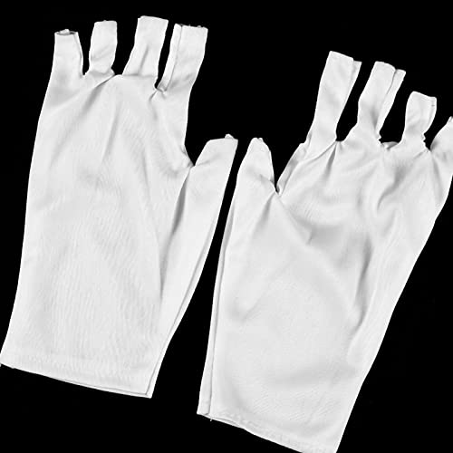 UV-Schutzhandschuh, Dehnbar, Fingerlos, Gestrickt, weiß, Professionelle Schutzhandschuhe für Maniküre, UV-Nagelhandschuhe, Nagelkunst, Dehnbarer Fingerloser Handschuh (Kurz) von Jauarta