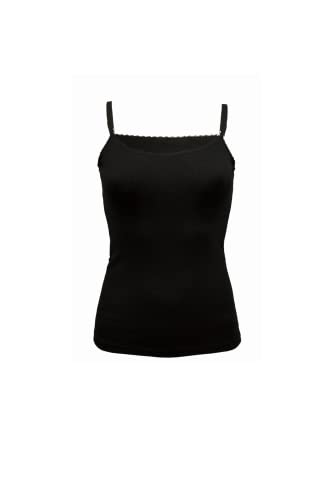 Jaunylis Top mit Spitze 100% Wolle Merino Schurwolle Unterhemd Damen (Schwarz, M) von Jaunylis