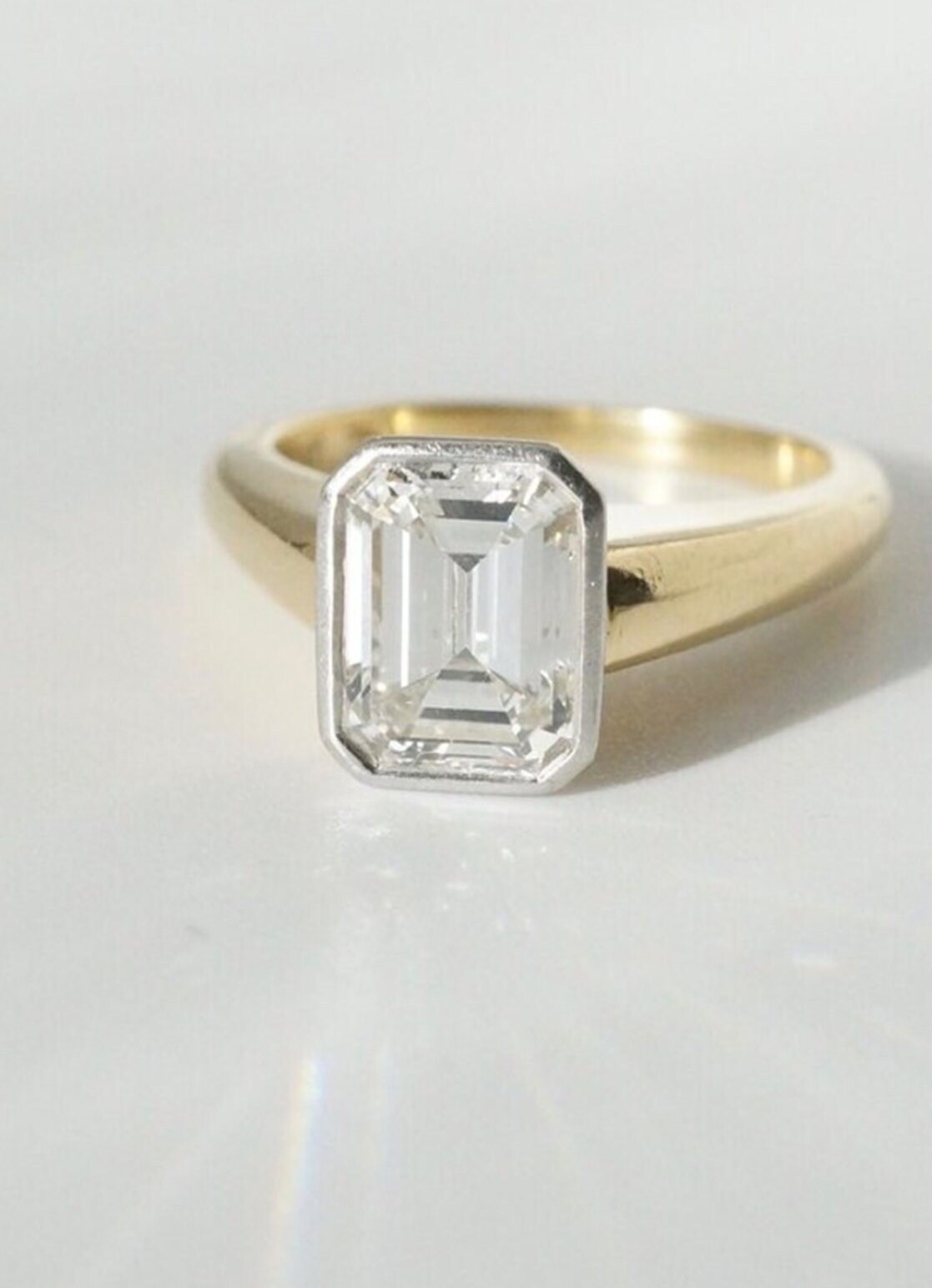 2, 65Ct Smaragdschliff Verlobungsring 14K Solid Gold Lünette Ehering Solitär Moissanite Jubiläumsring Jahrestagsgeschenk Versprechen Ring von JaviJewel